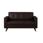 Sofá Escritório Sofá para Escritório 02 Lugares Slim Roma – Design Retrô com Pés Palito - Corino Café - 62401