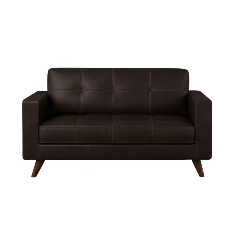 Sofá Escritório Sofá para Escritório 02 Lugares Slim Roma – Design Retrô com Pés Palito - Corino Café - 62401