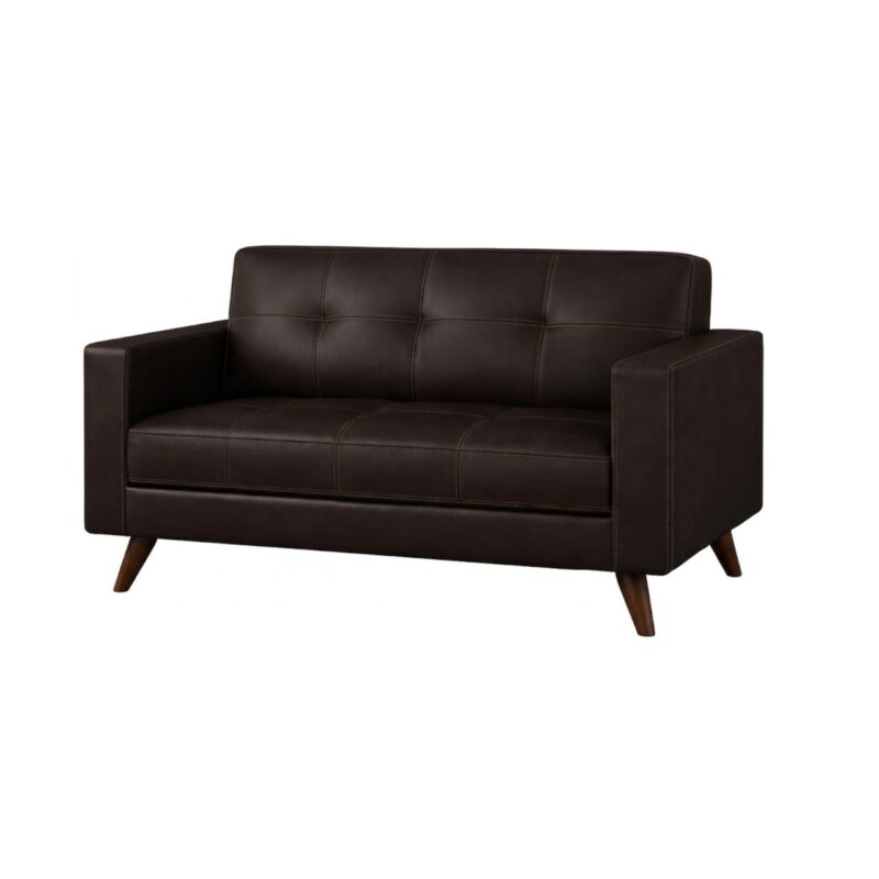Sofá Escritório Sofá para Escritório 02 Lugares Slim Roma – Design Retrô com Pés Palito - Corino Café - 62401