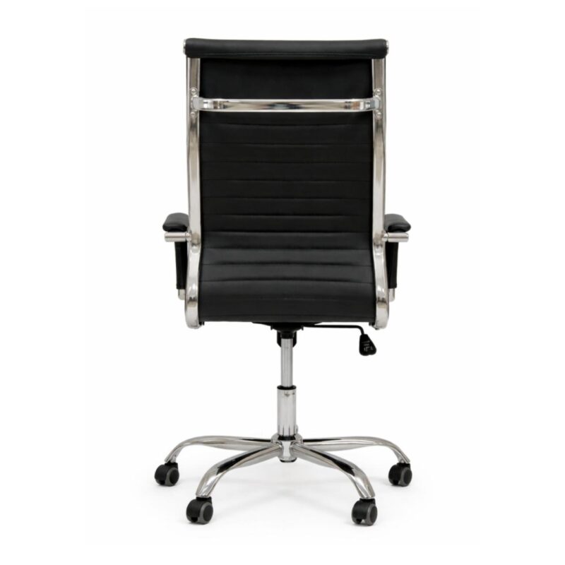Cadeira Escritório Cadeira de Escritório Presidente LONDON Giratória - Base Cromada - Corino Preto - 31089