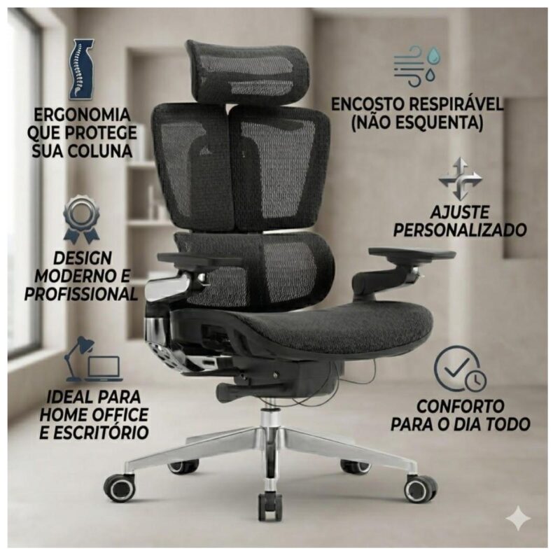 Cadeira Escritório Cadeira Presidente Giratória com Apoio de Cabeça APEX - Linha Premium - 30073