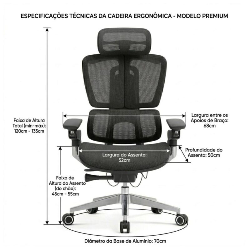 Cadeira Escritório Cadeira Presidente Giratória com Apoio de Cabeça APEX - Linha Premium - 30073