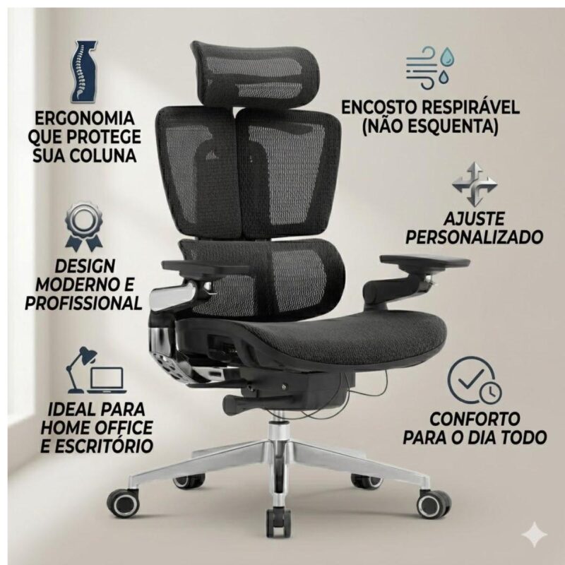 Cadeira Escritório Cadeira Presidente Giratória com Apoio de Cabeça APEX - Linha Premium - 30073