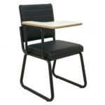 Cadeira Escritório com Prancheta Estofada – Universitária Reforçada para Treinamento, Escola e Recepção - Corino Preto - 35121