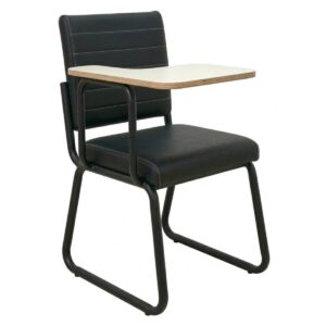 Cadeira Escritório com Prancheta Estofada – Universitária Reforçada para Treinamento, Escola e Recepção - Corino Preto - 35121