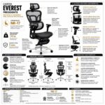 Ficha técnica completa da Cadeira Everest Presidente com NR-17, regulagens, dimensões e capacidade para 150 kg.