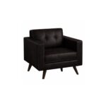 Sofá Escritório Poltrona Decorativa Roma – Design Retrô com Pés Palito - Corino Café - 62400