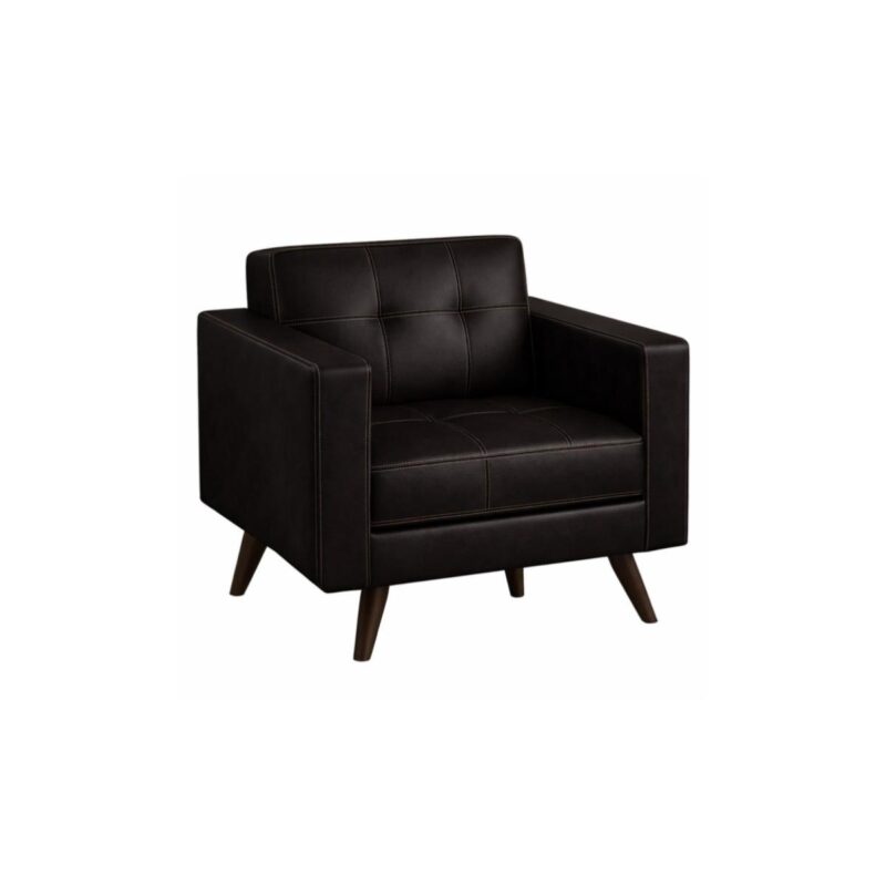 Sofá Escritório Poltrona Decorativa Roma – Design Retrô com Pés Palito - Corino Café - 62400 Sofá Escritório Poltrona Decorativa Roma – Design Retrô com Pés Palito - Corino Café - 62400
