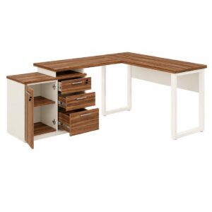 Móveis para Escritório Mesa Escritório em "L" - 1,70x1,50m (Extensível) - com Armário Misto (03 Gav.) - Sevilha / Champanhe - 34604