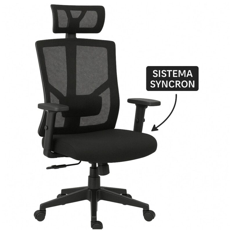 Cadeira Escritório Poltrona Presidente Tela ORION Syncron Giratória - Cor Preto - 32944