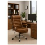 Cadeira Escritório Poltrona Presidente LUXO c/ mola Ensacada – COR CARAMELO - 30059