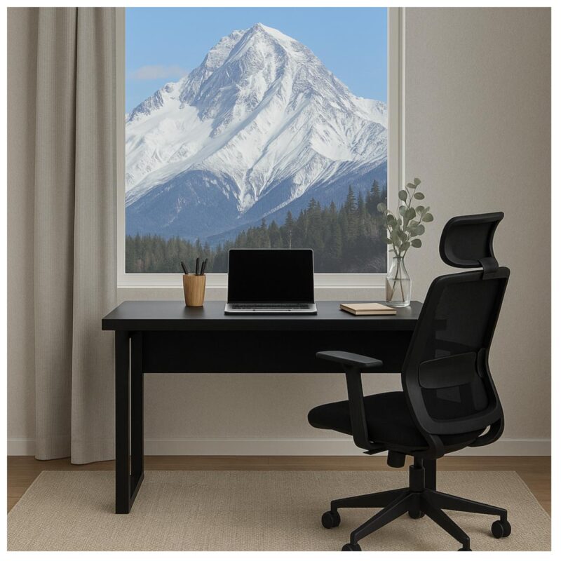 Móveis para Escritório Mesa Escritório PÉ QUADRO - 1,50x0,60m - S/ Gavetas - PRETO / PRETO - 26002