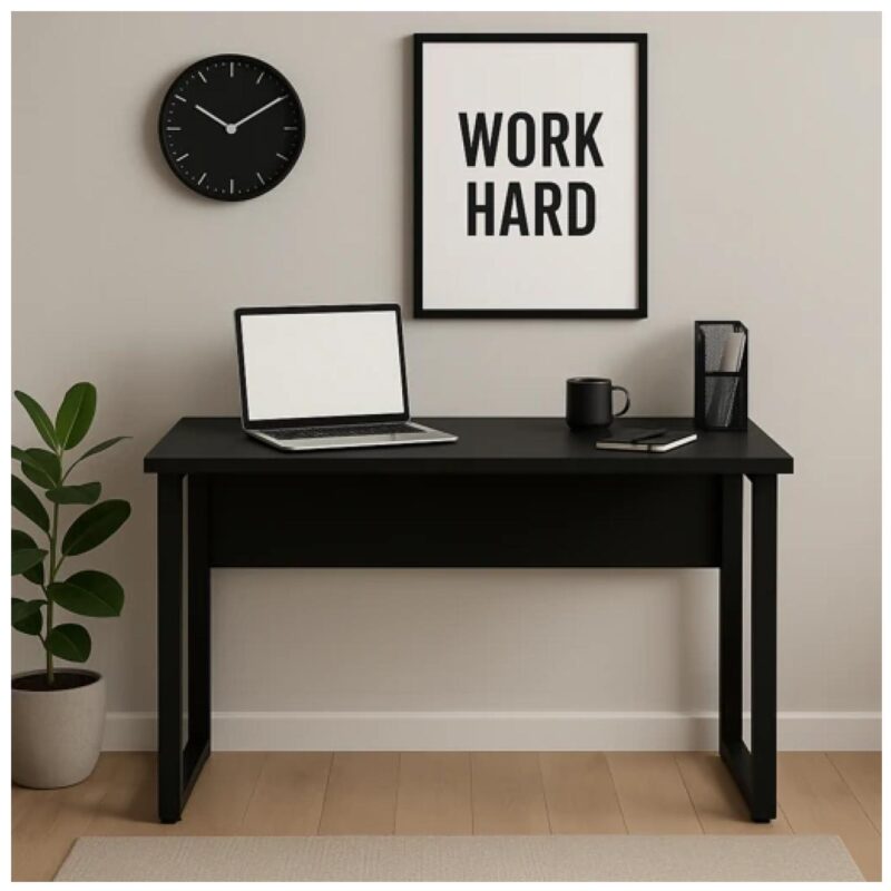 Móveis para Escritório Mesa Escritório PÉ QUADRO - 1,50x0,60m - S/ Gavetas - PRETO / PRETO - 26002