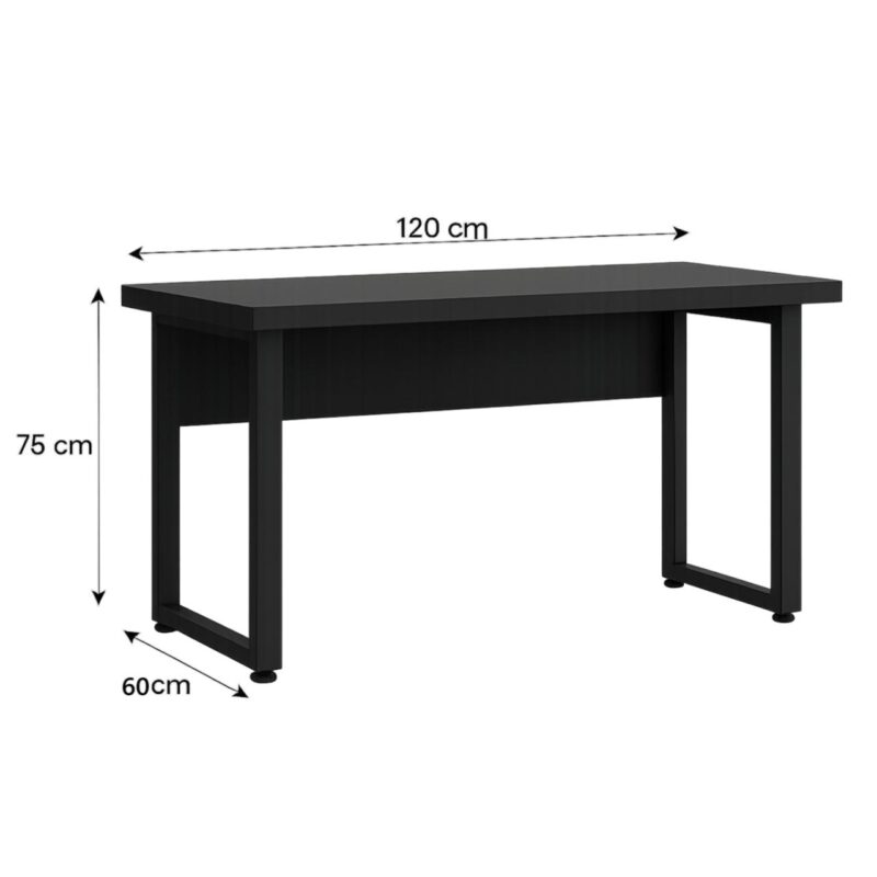 Móveis para Escritório Mesa Escritório PÉ QUADRO - 1,20x0,60m - S/ Gavetas - PRETO / PRETO - 26001