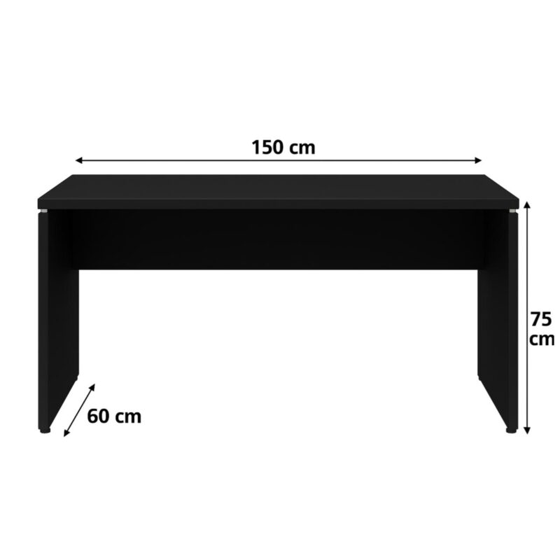 Móveis para Escritório Mesa Escritório 1,50x0,60m - S/ Gavetas - PRETO/PRETO - 26006