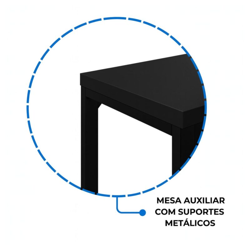 Móveis para Escritório Mesa Escritório PÉ QUADRO - 1,70x0,70m - S/ Gavetas - PRETO / PRETO - 26003