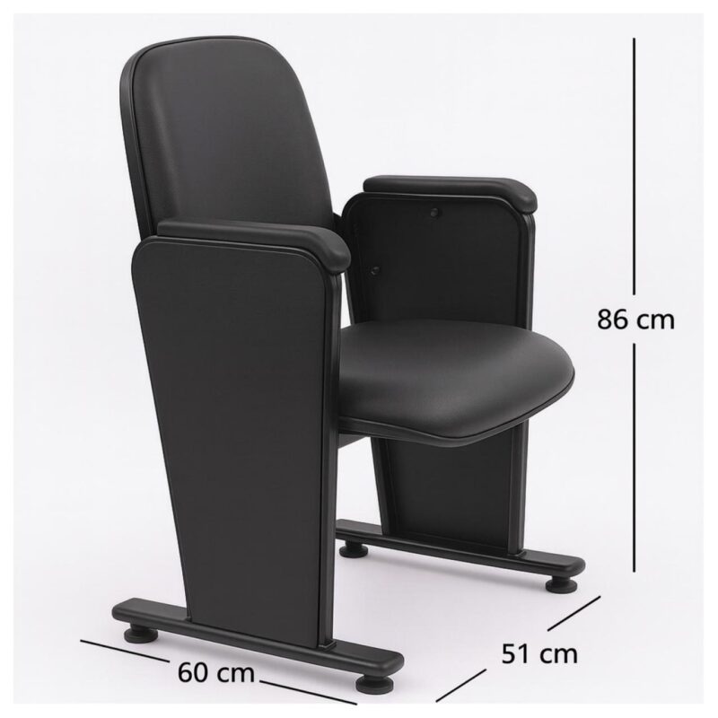 Auditório Poltrona Auditório Rebatível  01 Lugar – Linha Premium - Corino Preto - 38101