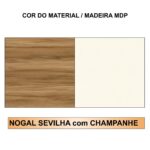 Móveis para Escritório Estação de Trabalho Dupla 1,20m x 1,35m - 02 Lugares sem Gavetas c/  tomadas Pé Painel - Nogal Sevilha/Champanhe - 34428