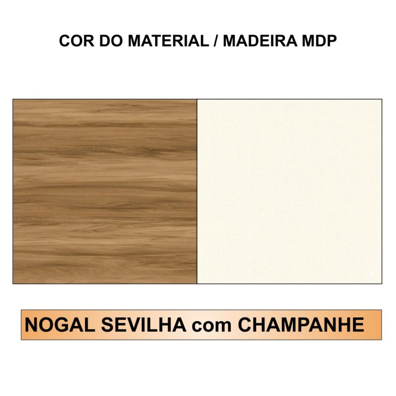 Móveis para Escritório Estação de Trabalho Dupla 1,20m x 1,35m - 02 Lugares sem Gavetas c/  tomadas Pé Painel - Nogal Sevilha/Champanhe - 34428