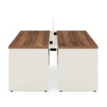 Móveis para Escritório Estação de Trabalho Dupla 1,20m x 1,35m - 02 Lugares sem Gavetas c/  tomadas Pé Painel - Nogal Sevilha/Champanhe - 34428
