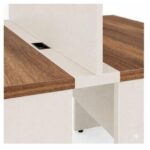 Móveis para Escritório Estação de Trabalho Dupla 1,20m x 1,35m - 02 Lugares sem Gavetas c/  tomadas Pé Painel - Nogal Sevilha/Champanhe - 34428