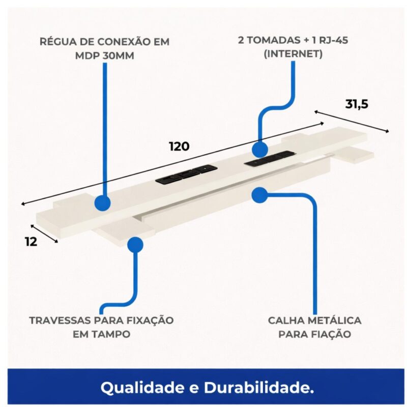 Móveis para Escritório Estação de Trabalho Dupla 1,20m x 1,35m - 02 Lugares sem Gavetas c/  tomadas Pé Painel - Nogal Sevilha/Champanhe - 34428
