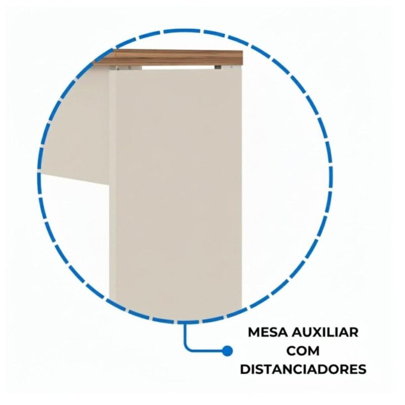 Móveis para Escritório Mesa AUXILIAR Simples - PÉ PAINEL - 0,90X0,45m - NOGAL SEVILHA / BRANCO - 34308