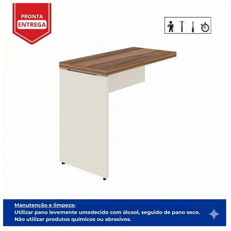 Móveis para Escritório Mesa AUXILIAR Simples - PÉ PAINEL - 0,90X0,45m - NOGAL SEVILHA / BRANCO - 34308
