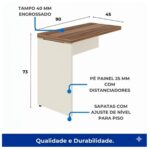 Móveis para Escritório Mesa AUXILIAR Simples - PÉ PAINEL - 0,90X0,45m - NOGAL SEVILHA / BRANCO - 34308