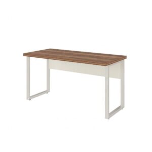 Mesa de Escritório Industrial Amadeirada Pé Quadro 1,20x0,60m - Nogal Sevilha / Champanhe - 34303