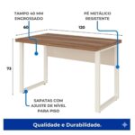 Móveis para Escritório Mesa de Escritório Industrial Amadeirada com Gavetas Pé Quadro 1,20x0,60m - Nogal Sevilha / Champanhe - 34320