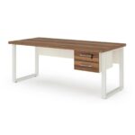 Móveis para Escritório Mesa Escritório PÉ QUADRO 1,70x0,70m -C/ 02 Gavetas - NOGAL SEVILHA / BRANCO - 34322