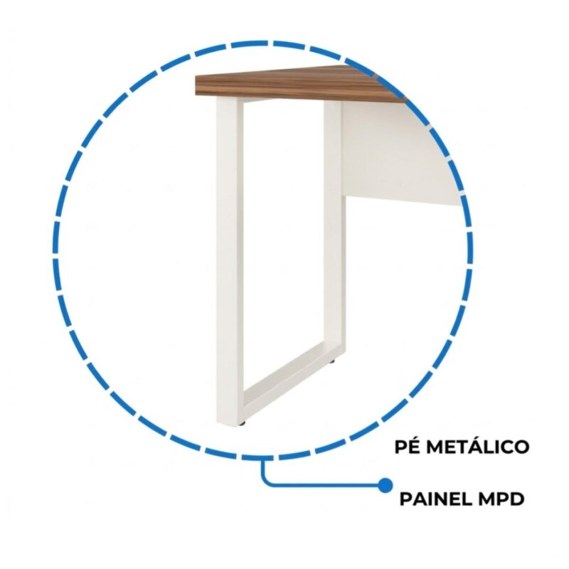 Móveis para Escritório Mesa de Escritório Industrial Amadeirada Pé Quadro 1,70x0,70m - Nogal Sevilha / Champanhe - 34301