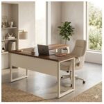 Móveis para Escritório Escrivaninha para Escritório e Home Office Amadeirada - 1,50x1,50m - Nogal Sevilha / Champanhe - 34329