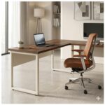 Móveis para Escritório Escrivaninha para Escritório e Home Office Amadeirada - 1,50x1,50m - Nogal Sevilha / Champanhe - 34329