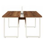 Móveis para Escritório Mesa de Escritório Dupla 40mm com Pé Metálico e Divisória Home Office com Divisória c/ ponto de tomada 1,20x1,35m - Cor Sevilha / Champanhe