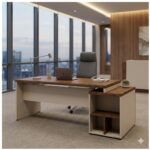 Móveis para Escritório Mesa para Escritório com Gaveteiro 3 Gavetas - 1,92x0,70m – Escrivaninha Home Office Amadeirada - Sevilha / Champainhe - 34405