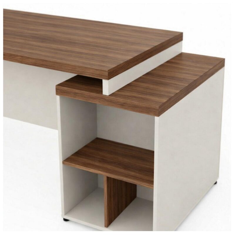 Móveis para Escritório Mesa para Escritório com Gaveteiro 3 Gavetas e Vidro Fumê – 1,92x0,70m - Escrivaninha Home Office - Sevilha / Champainhe - 34430