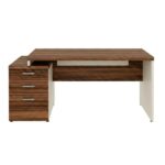 Móveis para Escritório Mesa para Escritório com Gaveteiro 3 Gavetas - 1,92x0,70m – Escrivaninha Home Office Amadeirada - Sevilha / Champainhe - 34405
