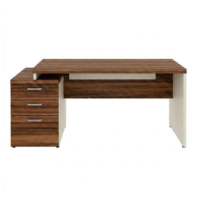 Móveis para Escritório Mesa para Escritório com Gaveteiro 3 Gavetas - 1,92x0,70m – Escrivaninha Home Office Amadeirada - Sevilha / Champainhe - 34405