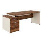 Móveis para Escritório Mesa para Escritório com Gaveteiro 3 Gavetas - 1,92x0,70m – Escrivaninha Home Office Amadeirada - Sevilha / Champainhe - 34405