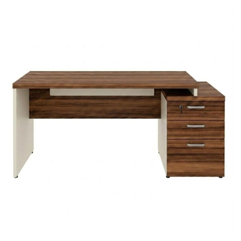 Móveis para Escritório Mesa para Escritório com Gaveteiro 3 Gavetas - 1,92x0,70m – Escrivaninha Home Office Amadeirada - Sevilha / Champainhe - 34405