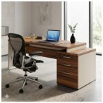 Móveis para Escritório Mesa para Escritório com Gaveteiro 3 Gavetas - 1,92x0,70m – Escrivaninha Home Office Amadeirada - Sevilha / Champainhe - 34405