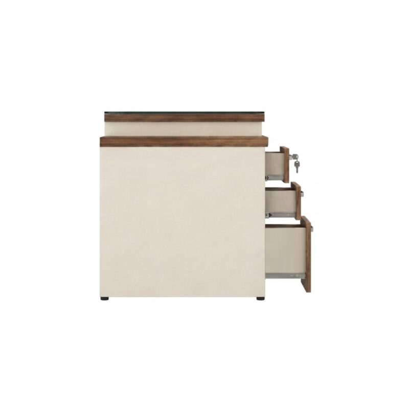 Móveis para Escritório Mesa para Escritório com Gaveteiro 3 Gavetas e Vidro Fumê – 1,92x0,70m - Escrivaninha Home Office - Sevilha / Champainhe - 34430
