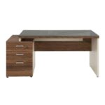 Móveis para Escritório Mesa para Escritório com Gaveteiro 3 Gavetas e Vidro Fumê – 1,92x0,70m - Escrivaninha Home Office - Sevilha / Champainhe - 34430