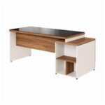 Móveis para Escritório Mesa para Escritório com Gaveteiro 3 Gavetas e Vidro Fumê – 1,92x0,70m - Escrivaninha Home Office - Sevilha / Champainhe - 34430