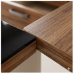 Móveis para Escritório Escrivaninha de Escritório em L - 1,92x1,60m - Tampo 40mm com Armário Lateral Integrado e Vidro 4mm Fumê - Nogal Sevilha / Champanhe