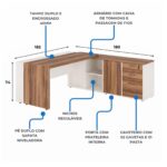 Móveis para Escritório Mesa de Escritório em L com Armário Integrado e Gaveteiro - 1,82x,1,80 – Elegância e Performance - 34602