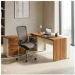 Móveis para Escritório Mesa de Escritório em L com Armário Integrado e Gaveteiro - 1,82x,1,80 – Elegância e Performance - 34602