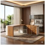 Móveis para Escritório Mesa de Escritório em L com Armário Integrado e Gaveteiro - 1,82x,1,80 – Elegância e Performance - 34602